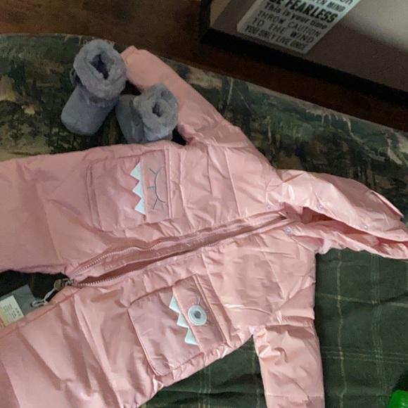 For sale 12-18 months booties and 12-18 month onesie(my little monster) - Picture 2 of 4